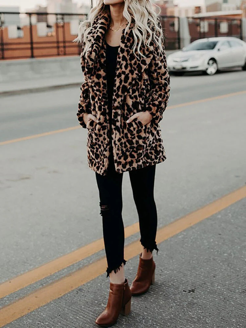 Leopard Print Women'S Winter Coat - Sofia